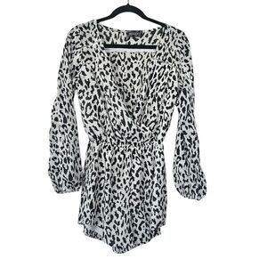 4Sienna Animal Print Vneck Long Sleeve Elasric Waist Romper Size S